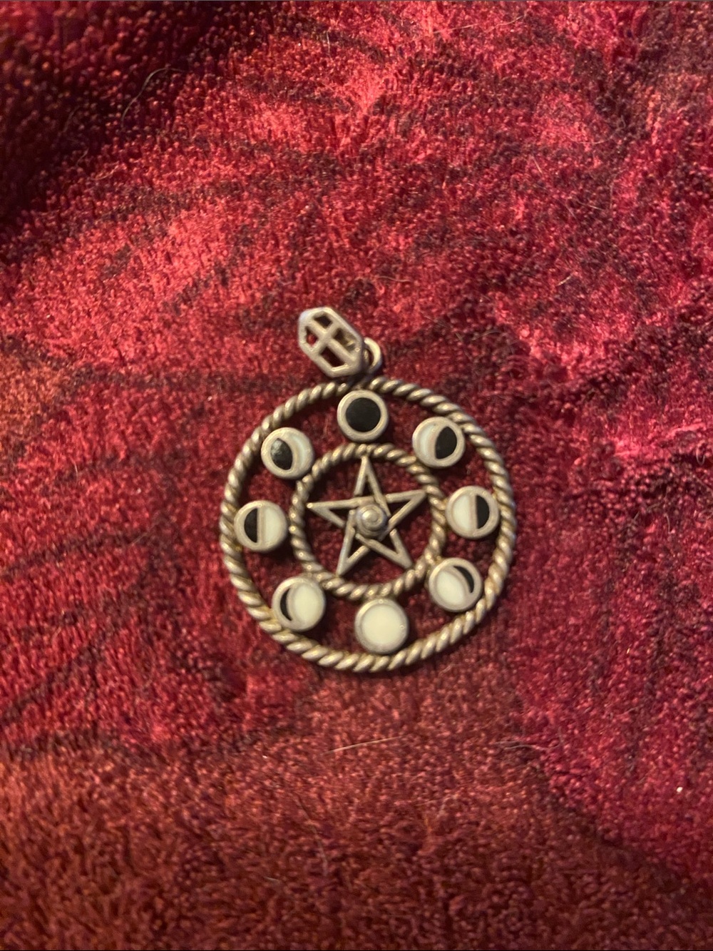 Sterling Silver Moon Phase Pentagram Pendant